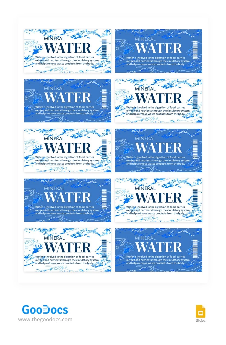 Rótulo da garrafa de água mineral - free Google Docs Template - 10064264