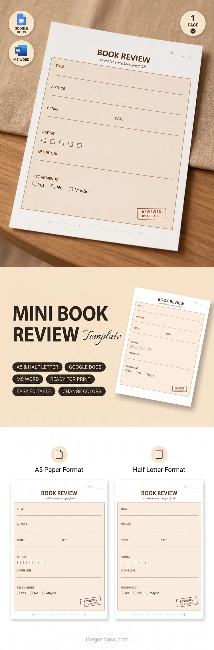 Pré-visualização de Modelo de Mini Resenha de Livro para Google Docs and Microsoft Word