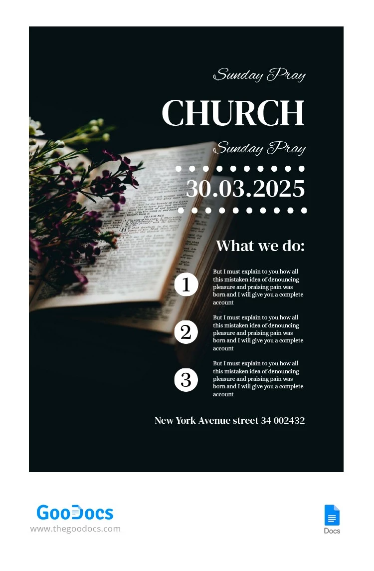 Affiche minimaliste d'église - free Google Docs Template - 10064785