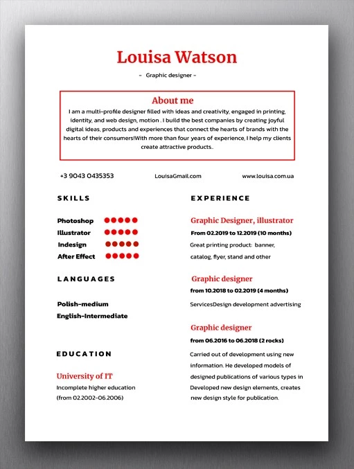 Minimal CV - free Google Docs Template - 10061697