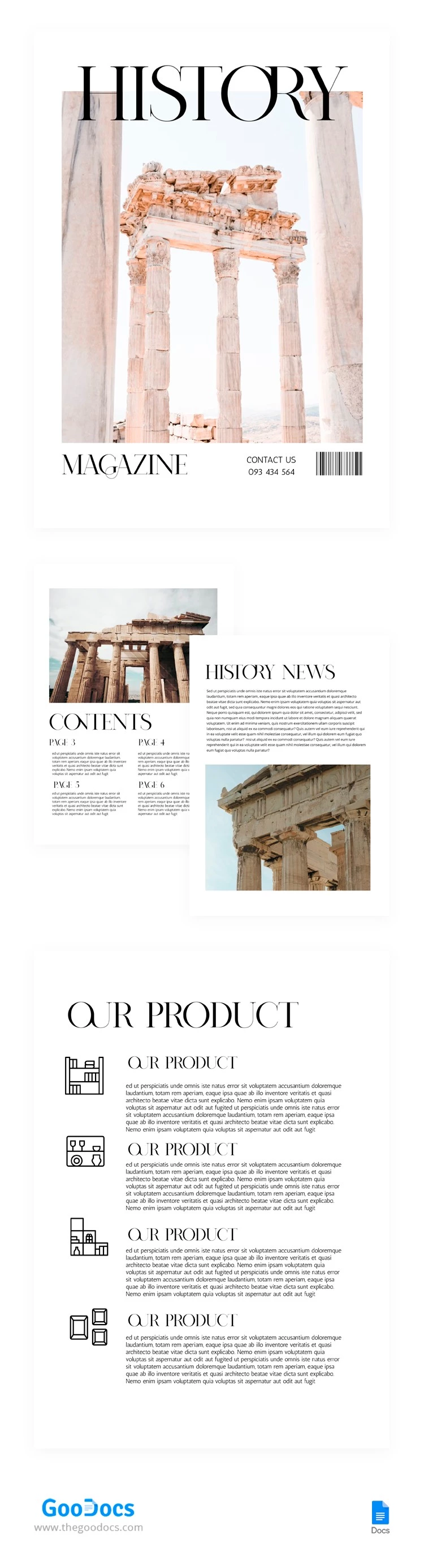 Minimal History Magazine - free Google Docs Template - 10066012