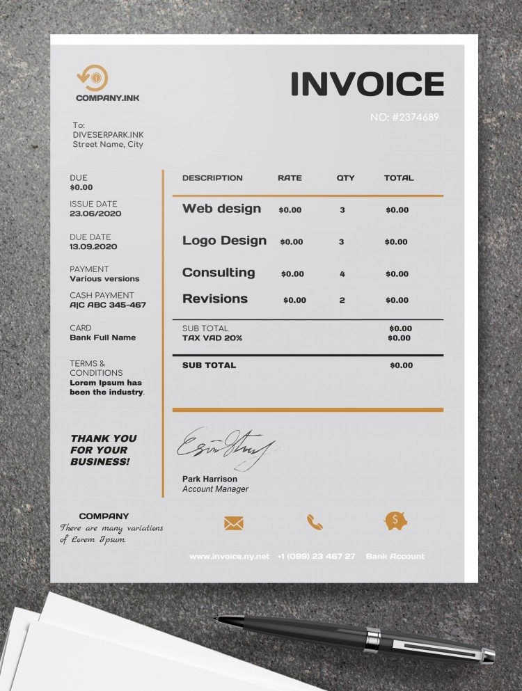 Business Style Invoice - free Google Docs Template - 10061528