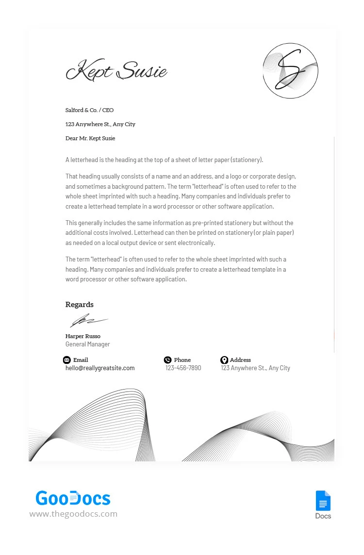 Minimal Professional Letterhead - free Google Docs Template - 10065616