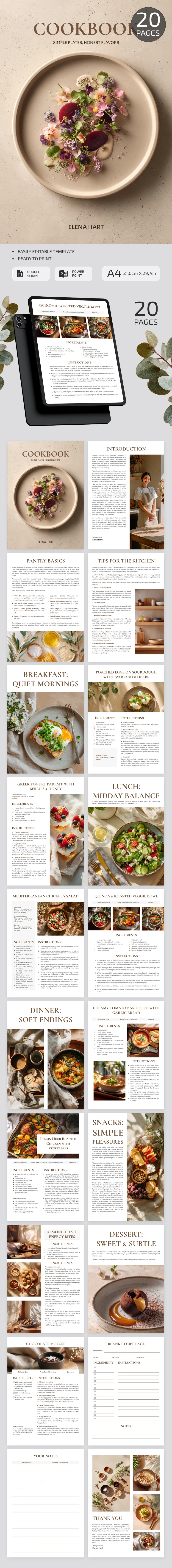 Minimales Rezeptbuch Vorlage 20 Seiten - free Google Docs Template - 10071596