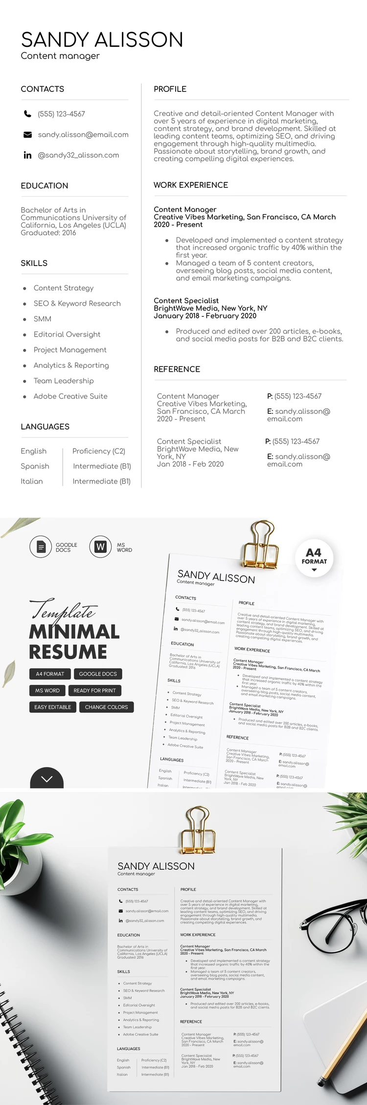 Minimal Resume - free Google Docs Template - 10069606