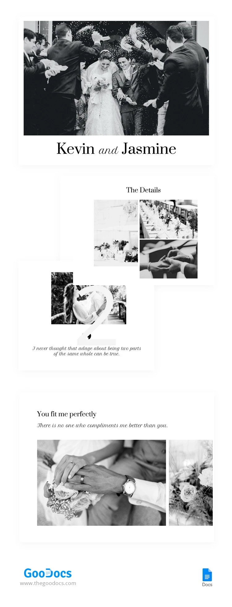 Álbum de fotos de boda minimalista - free Google Docs Template - 10064969