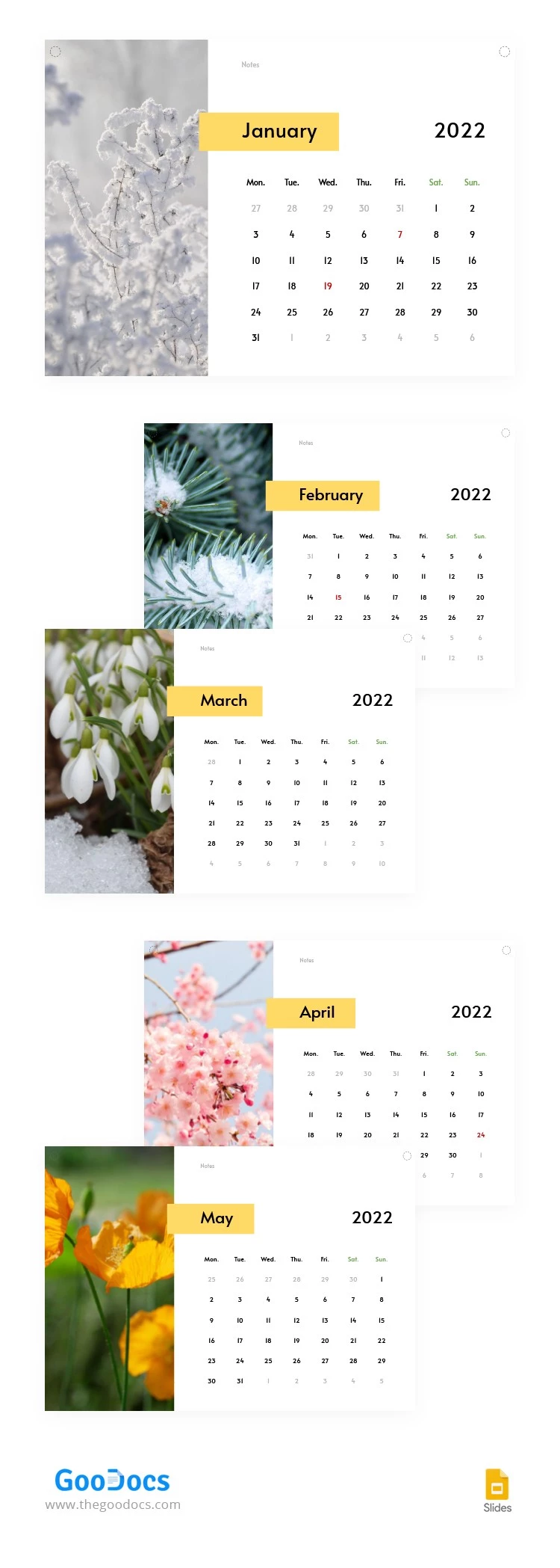 Minimalist Calendar 2022 - free Google Docs Template - 10062653