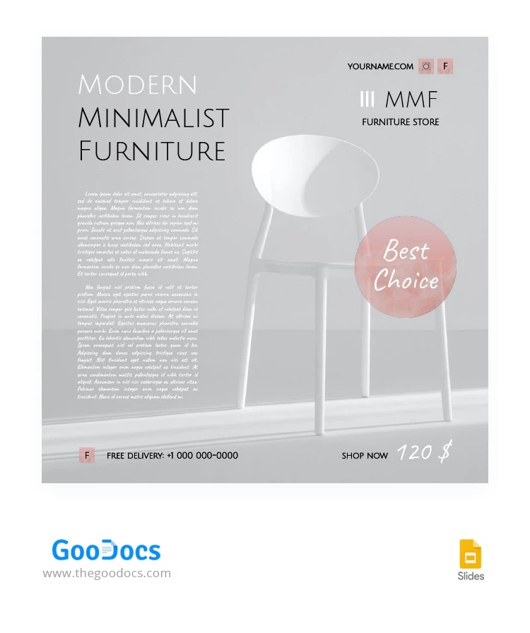 "Mobilier minimaliste" poste sur Facebook - free Google Docs Template - 10063512