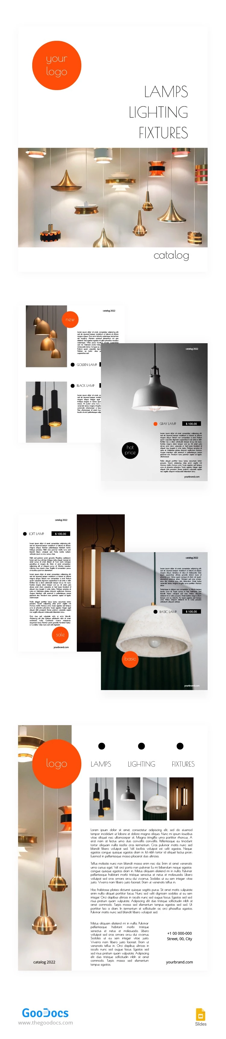 Catálogo de lámparas minimalistas - free Google Docs Template - 10063059
