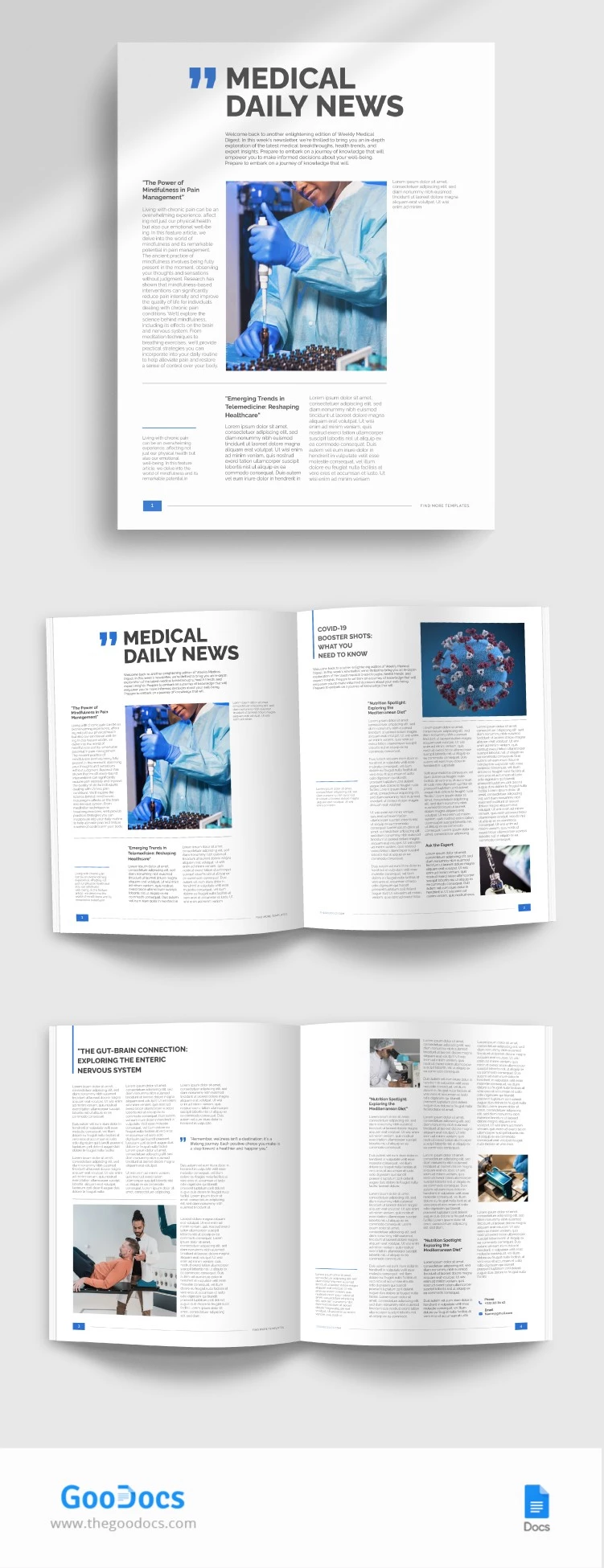 Bulletin d'information médicale minimaliste - free Google Docs Template - 10066704