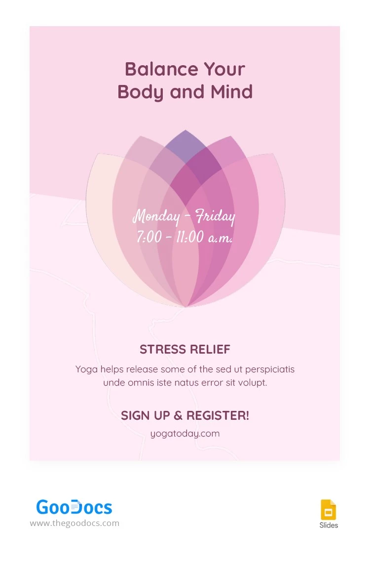 Minimalistisches Poster Yoga - free Google Docs Template - 10062857