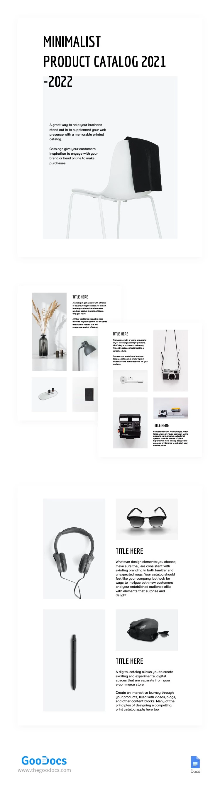 Catalogue de produits minimalistes - free Google Docs Template - 10063687