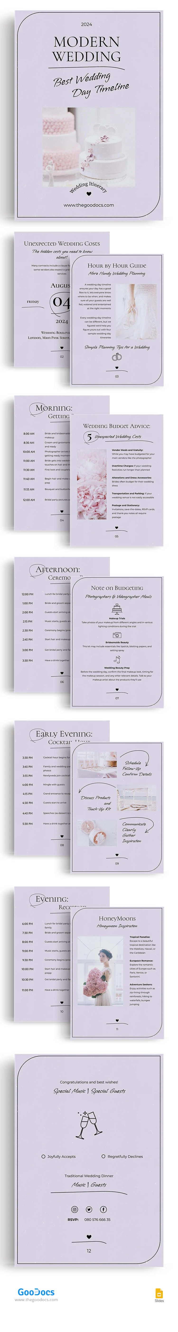 Purple Wedding Itinerary - free Google Docs Template - 10068442
