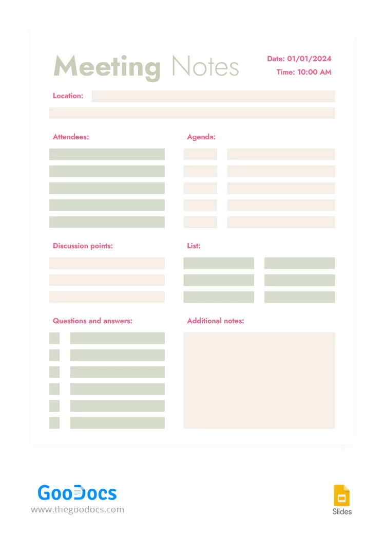 Notes de réunion structurelle minimalistes - free Google Docs Template - 10066389