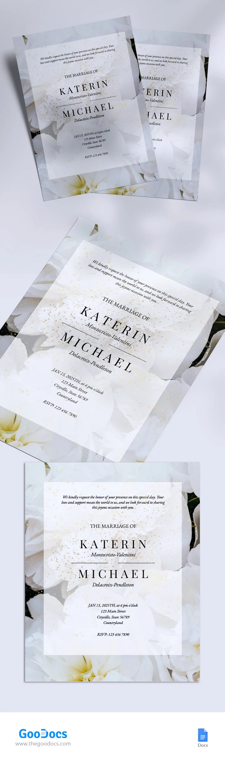 Minimalist Wedding Invitation - free Google Docs Template - 10067738