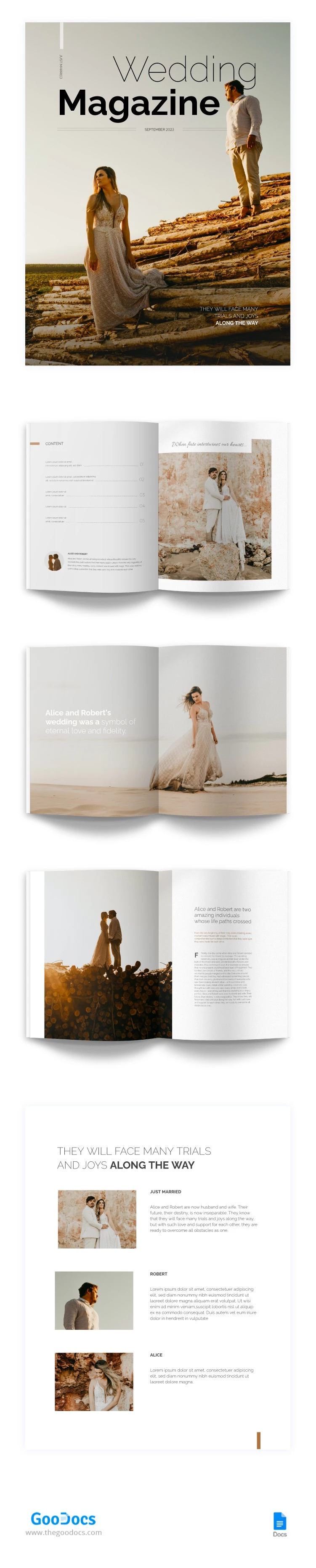 Minimalist Wedding Magazine - free Google Docs Template - 10066568