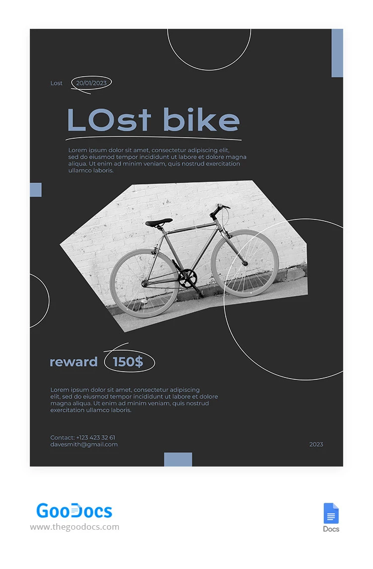 Flyer minimalista perdido - free Google Docs Template - 10065317