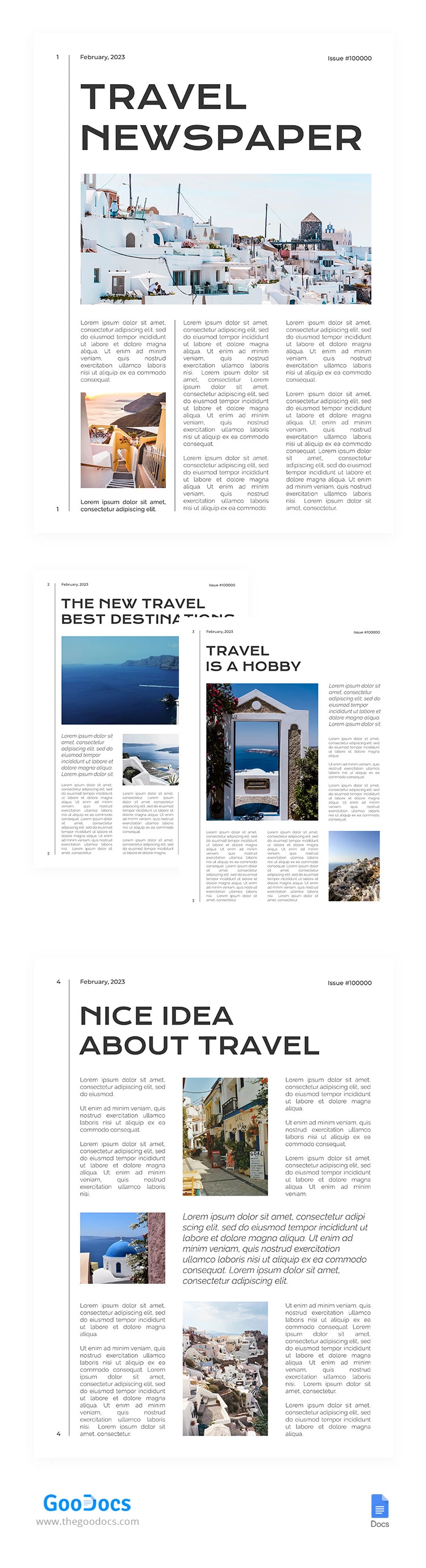 Minimalistic Travel Newspaper - free Google Docs Template - 10065489