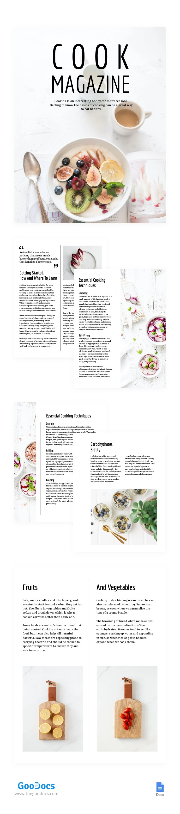 Revista de cocina minimalista en blanco - free Google Docs Template - 10064414
