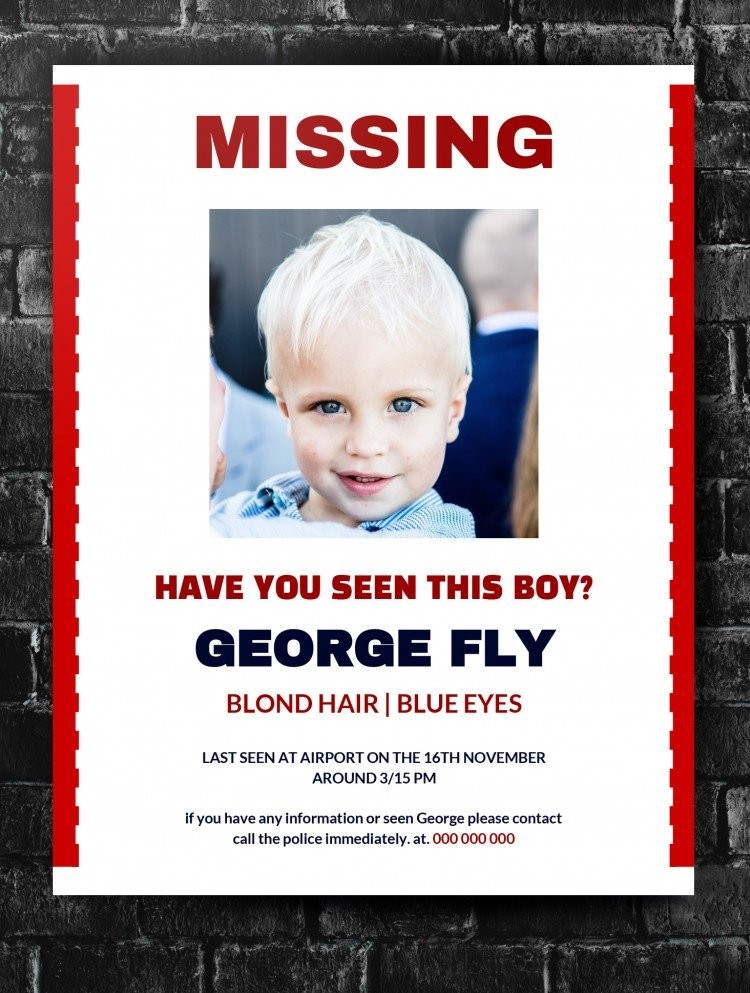 Personalize this Simple Missing Kid Poster template online