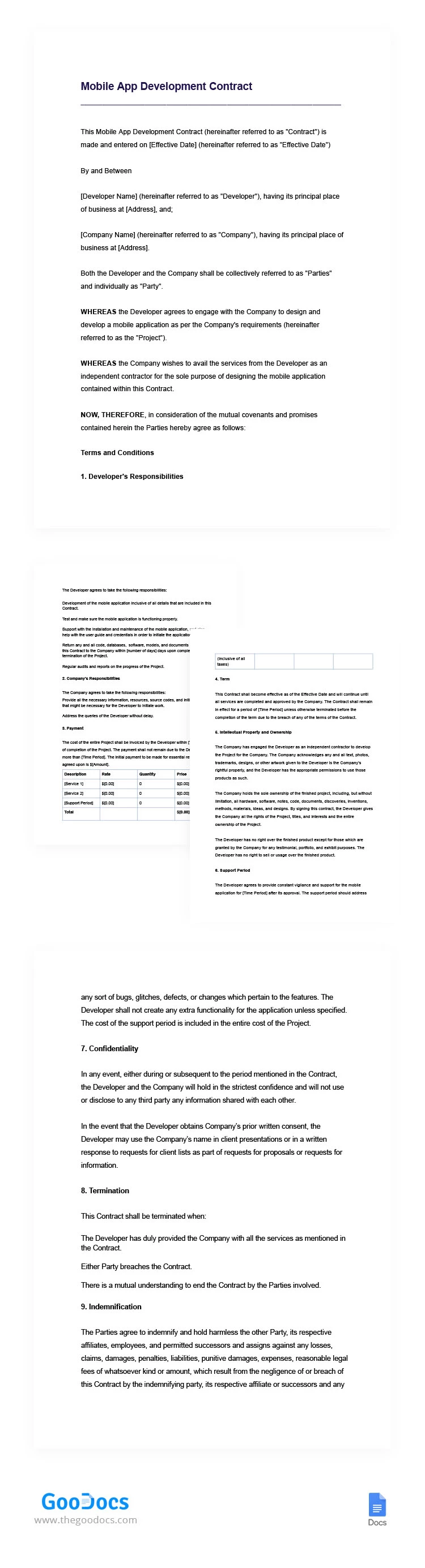 Accord de développement d'application mobile - free Google Docs Template - 10066526