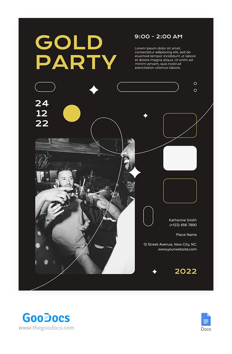 Mod Gold Party Flyer - free Google Docs Template - 10065185