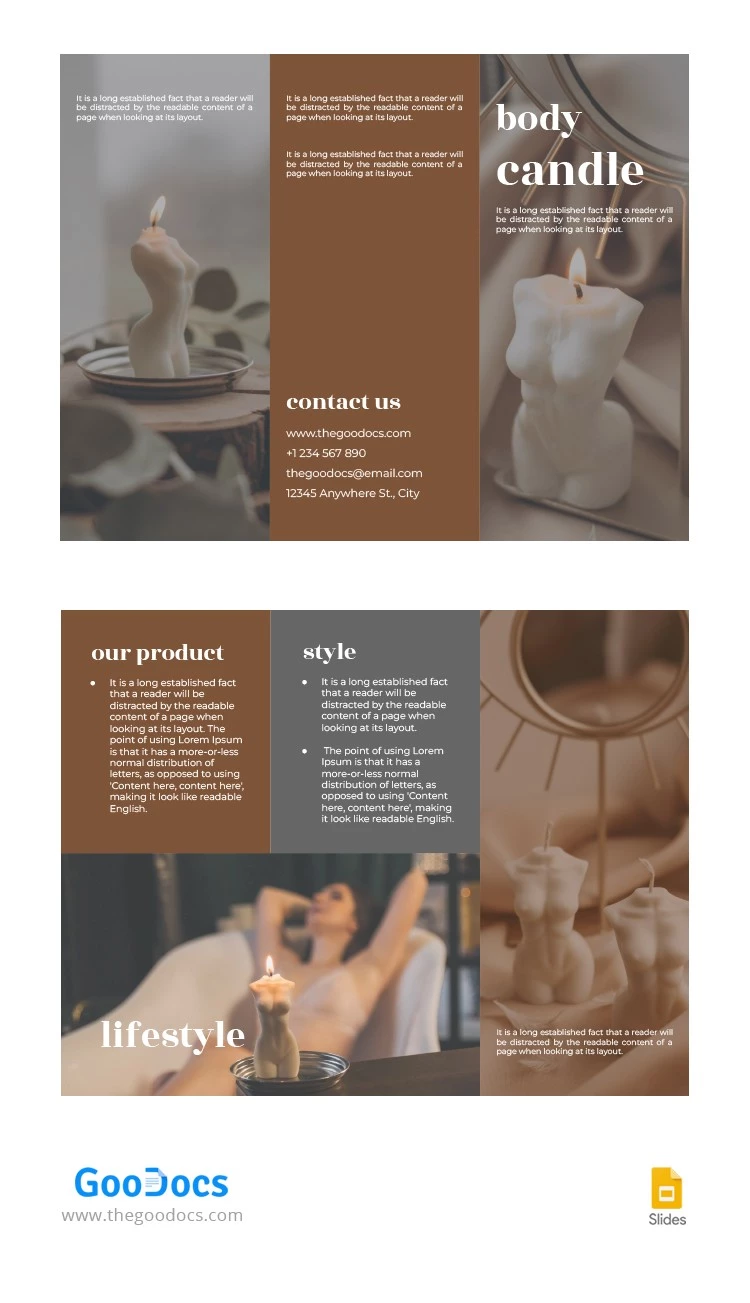 Brochures de bougies corporelles modernes - free Google Docs Template - 10064155