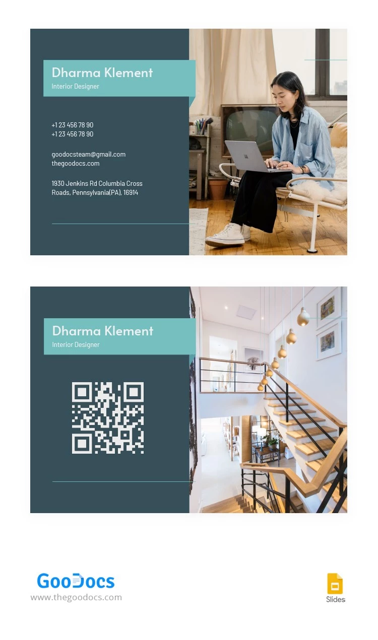 Modern Interior Designer Business Card - free Google Docs Template - 10065070