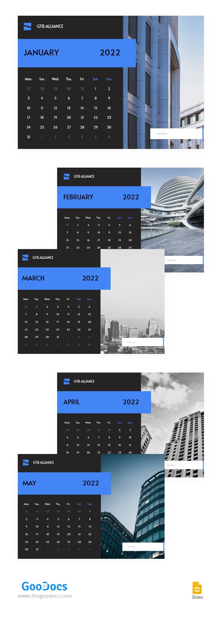 Moderne Kalender-Unternehmen - free Google Docs Template - 10062855