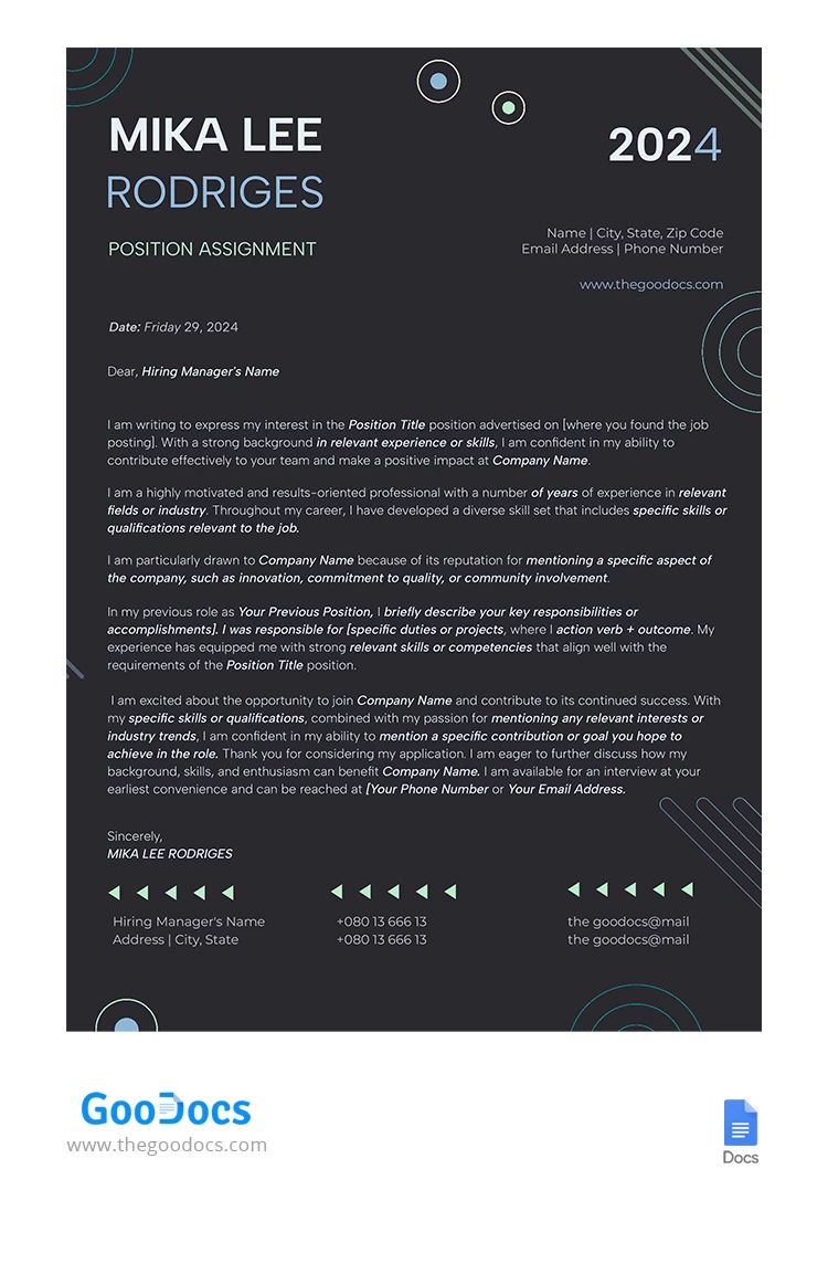 Modern Cover Letter - free Google Docs Template - 10068238