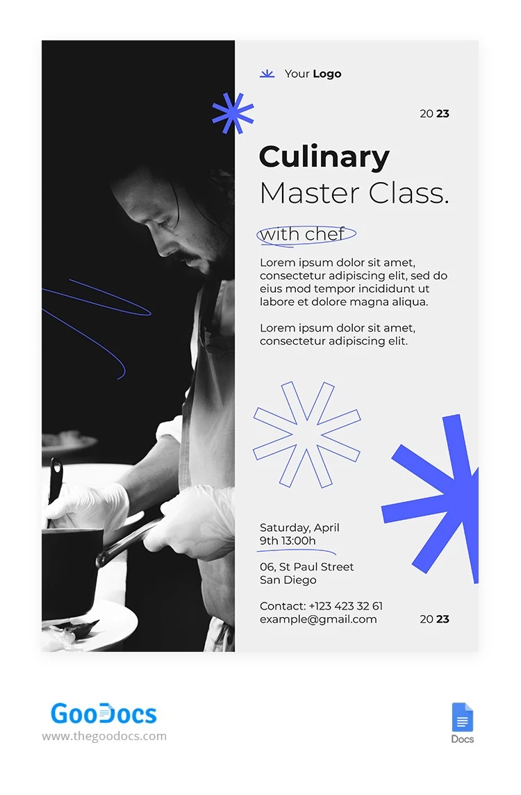 Cartaz da Classe de Culinária Moderna - free Google Docs Template - 10065977