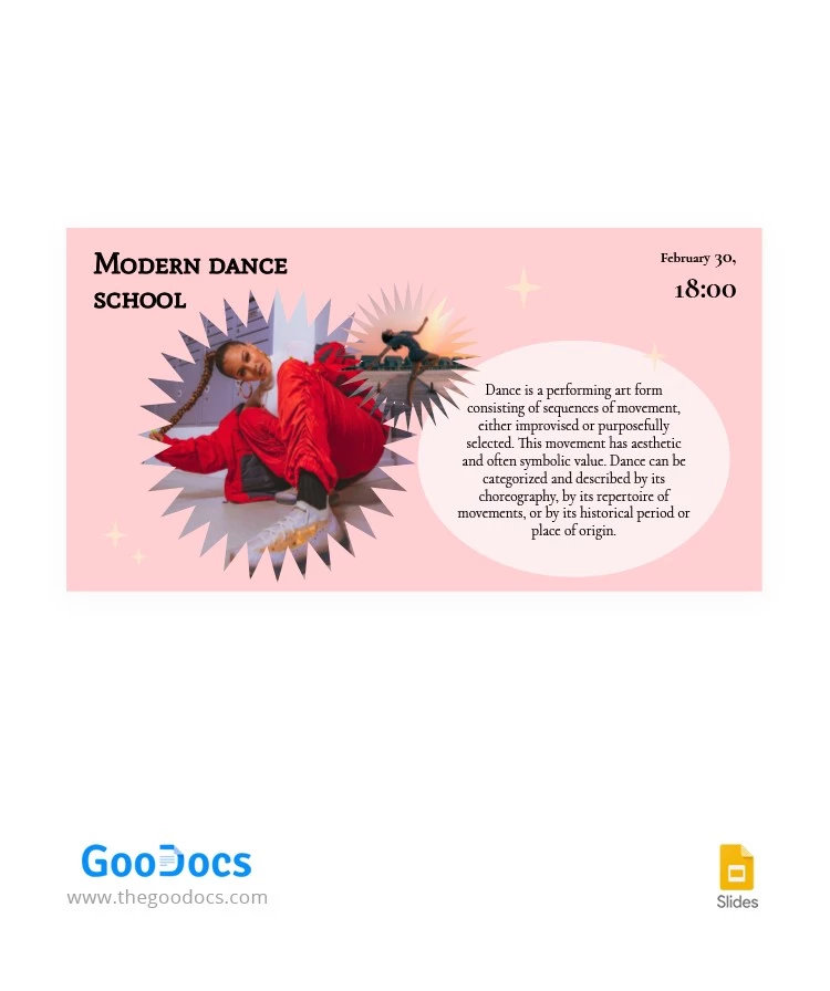 Copertina Facebook della Scuola di Danza Moderna - free Google Docs Template - 10063347