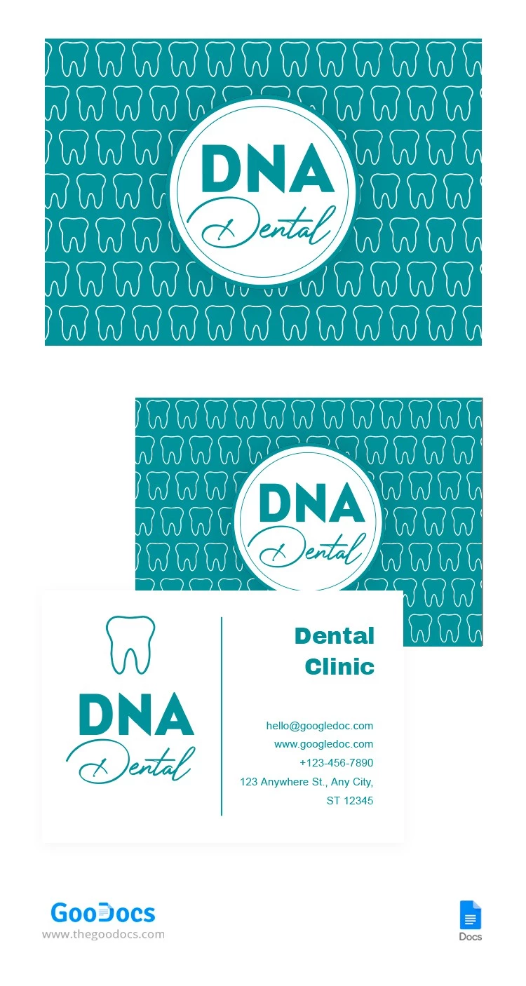 Cartão de visita odontológico moderno - free Google Docs Template - 10065715