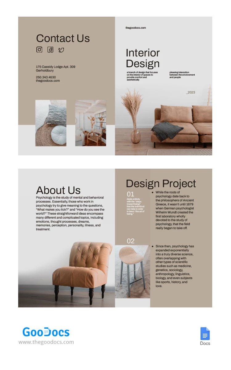 Elegantes Design Zwei-Fach-Folder-Broschüre - free Google Docs Template - 10065055
