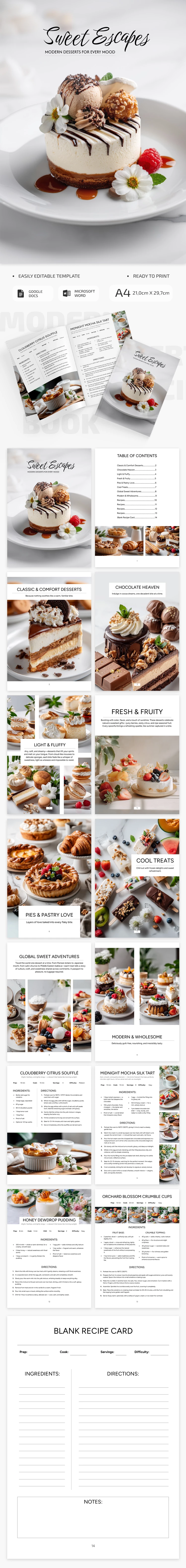 Modern Dessert Recipe Book Template - free Google Docs Template - 10072222