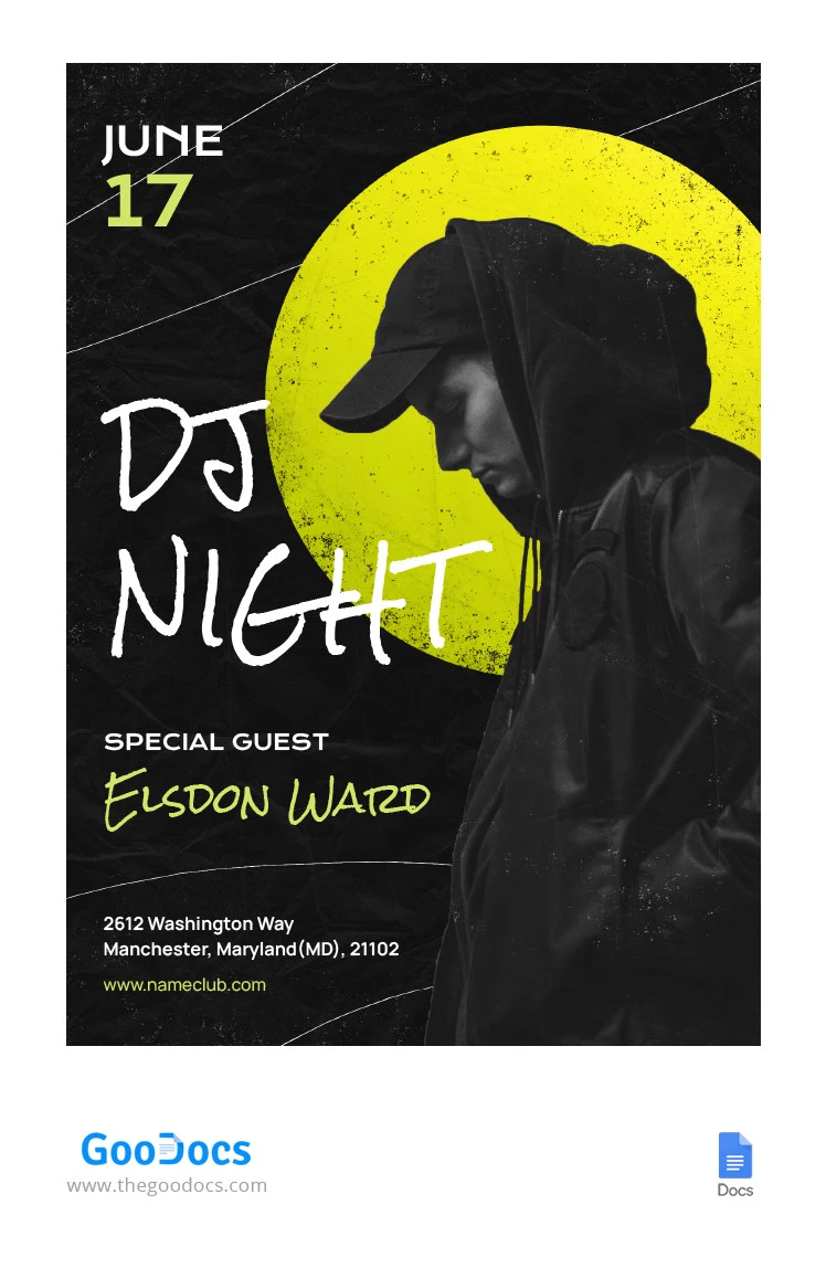 Poster per festa di DJ moderna - free Google Docs Template - 10065324