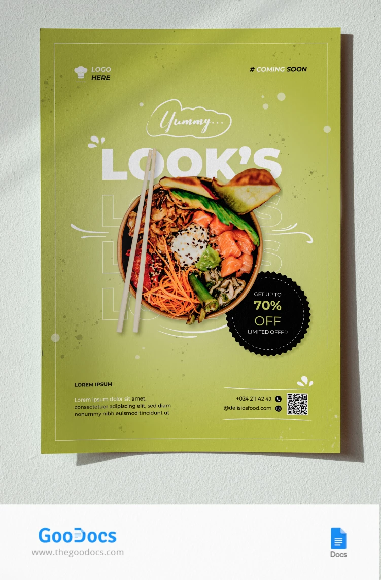 Moderne Gastro-Poster in Grün - free Google Docs Template - 10066670
