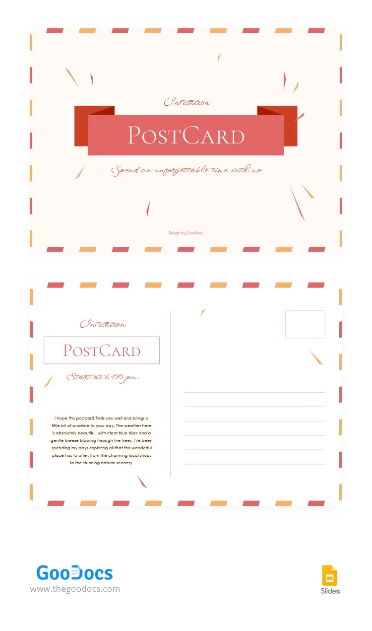 Modern Invitation PostCard - free Google Docs Template - 10065938