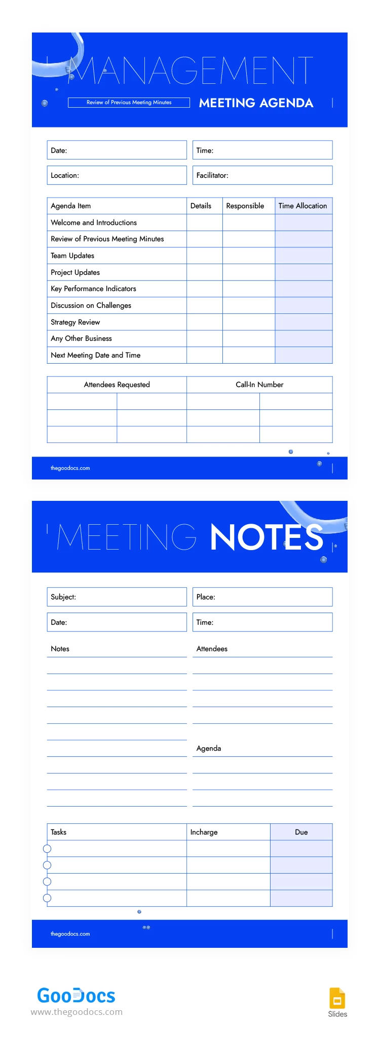 Agenda de reunión de gestión moderna - free Google Docs Template - 10068319