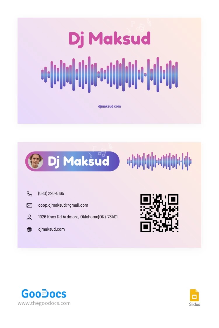 Modern Music Business Cards - free Google Docs Template - 10064629