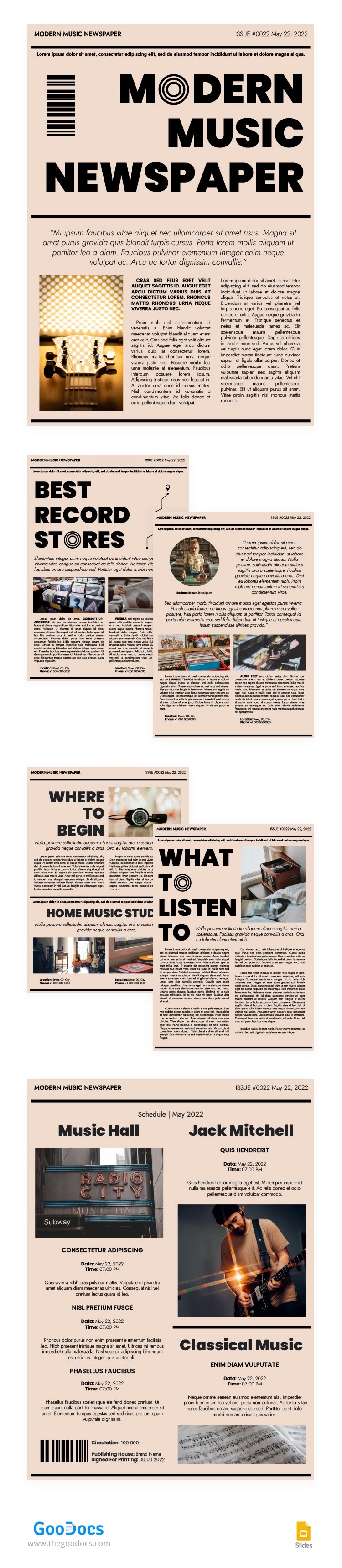 Modern Music Newspaper - free Google Docs Template - 10063158
