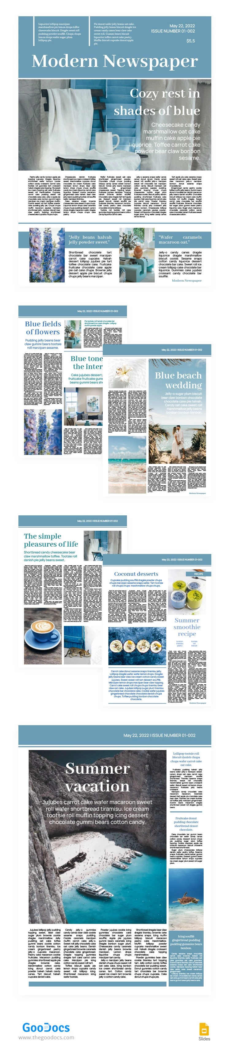 Modern Newspaper in Blue Tones - free Google Docs Template - 10063755