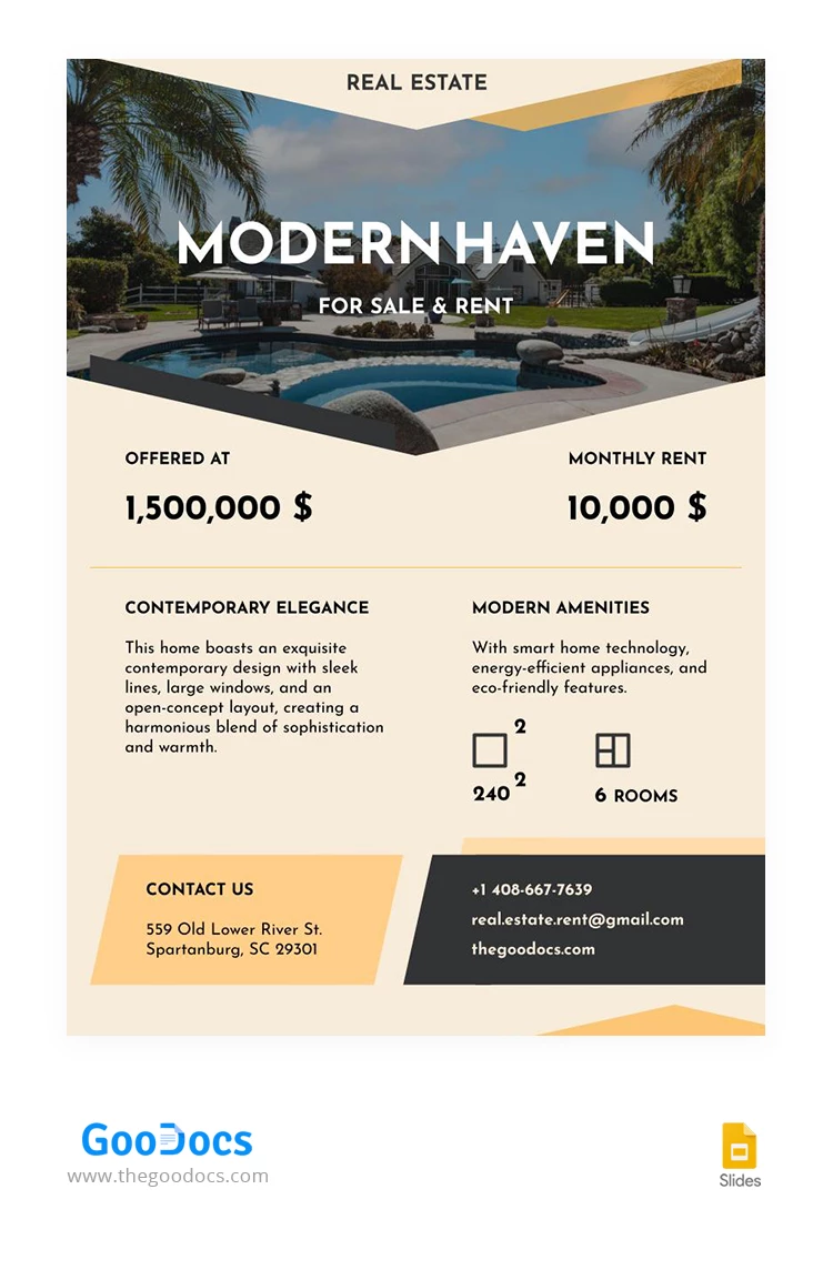 Modern Real Estate Flyer - free Google Docs Template - 10066633