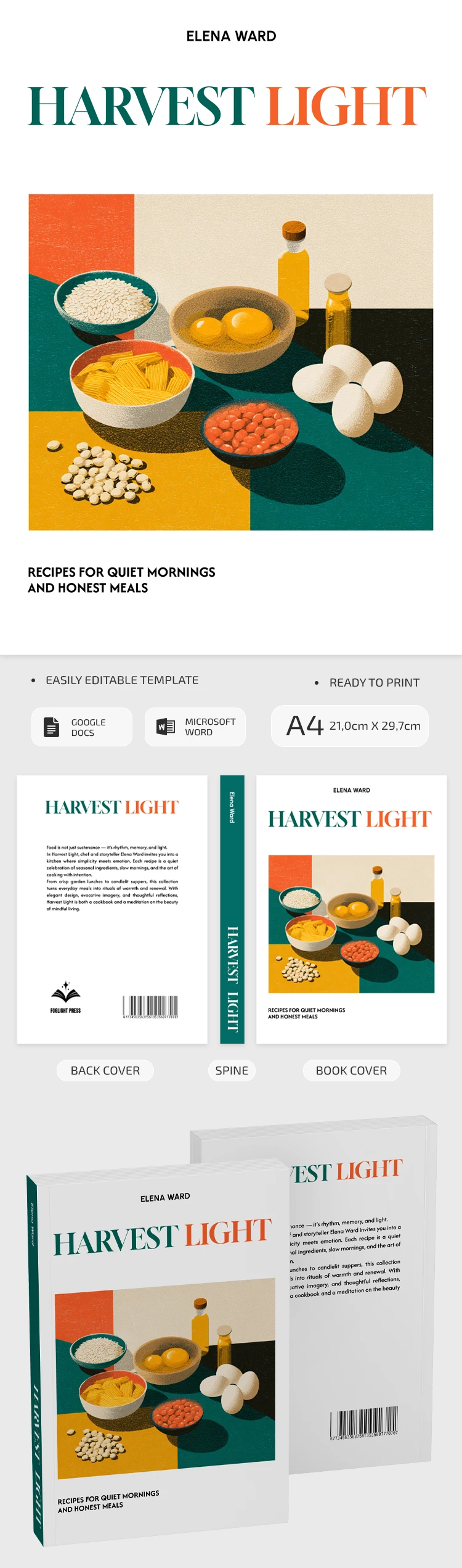 Modern Recipe Book Cover - free Google Docs Template - 10072020