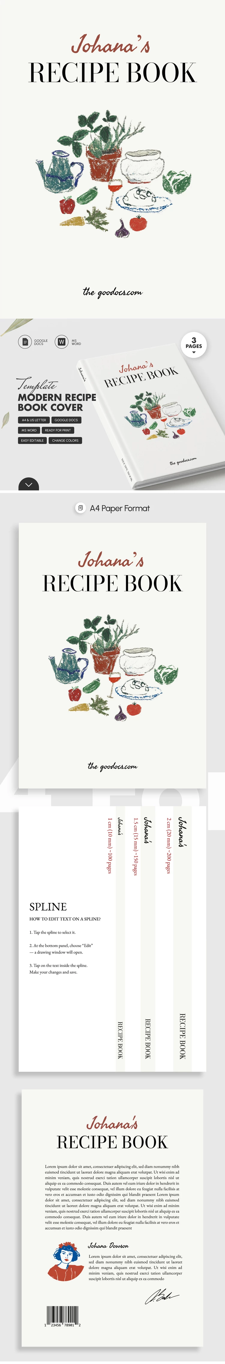 Stylish Recipe Book Cover Template - free Google Docs Template - 10072204