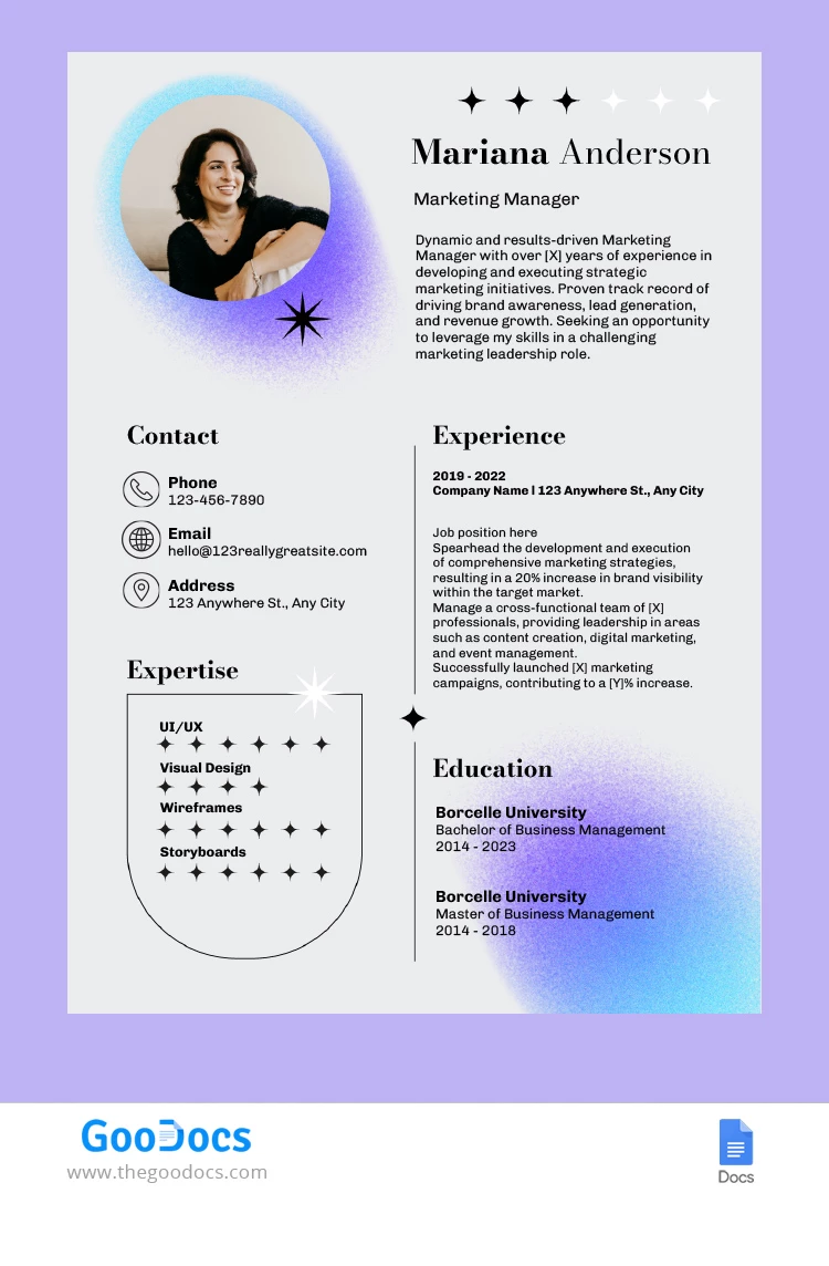 Curriculum Vitae Moderno - free Google Docs Template - 10067633