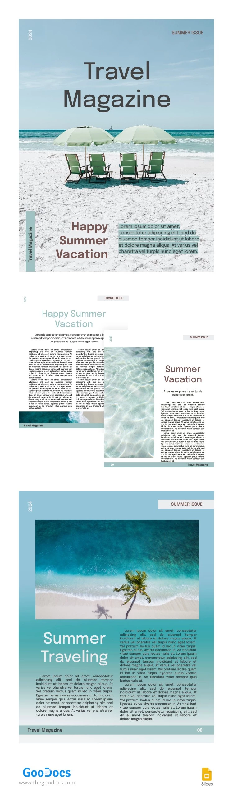 Modern Summer Travel Magazine - free Google Docs Template - 10066100