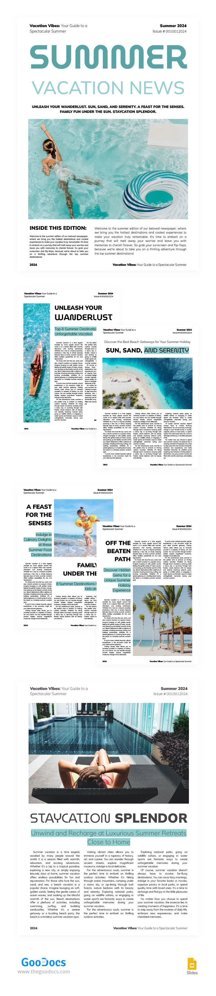 Modern Summer Vacation Newspaper - free Google Docs Template - 10066339
