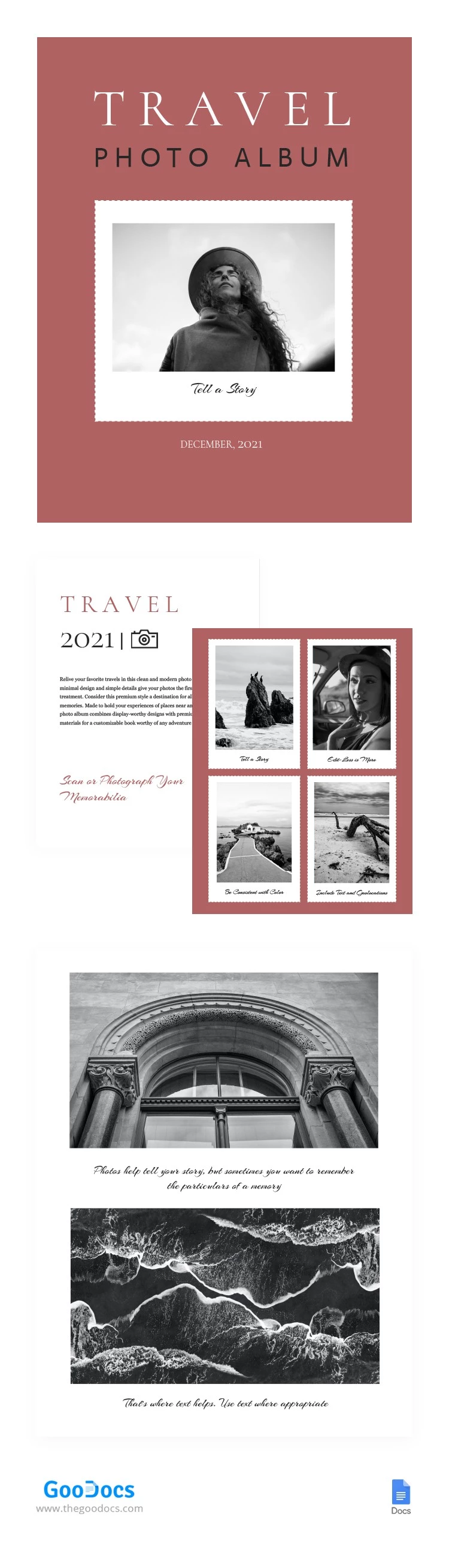 Álbum de fotos de viajes moderno - free Google Docs Template - 10063101