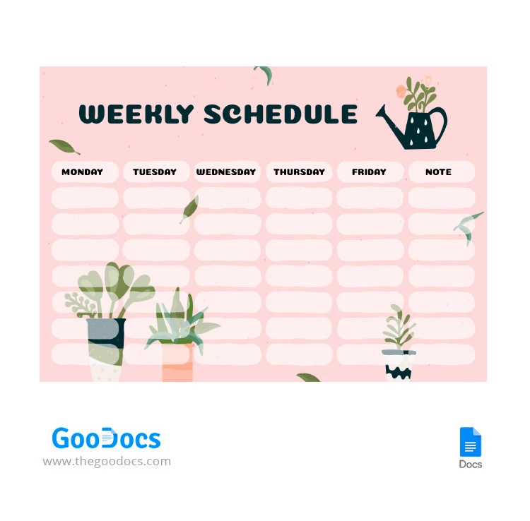 Modern Weekly Schedule - free Google Docs Template - 10066454
